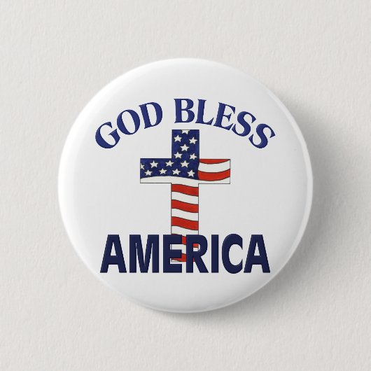God Bless America Cross Ronde Button 5,7 Cm (Voorkant)