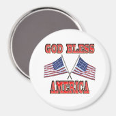 God Bless America Crossed Flags Magnet (Voorkant / Achterkant)