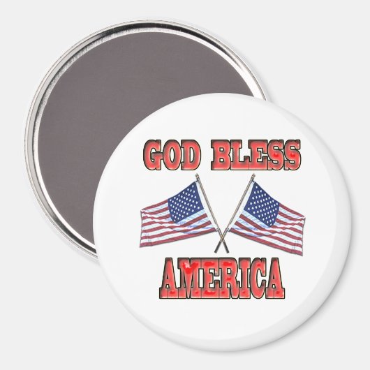 God Bless America Crossed Flags Magnet (Voorkant / Achterkant)