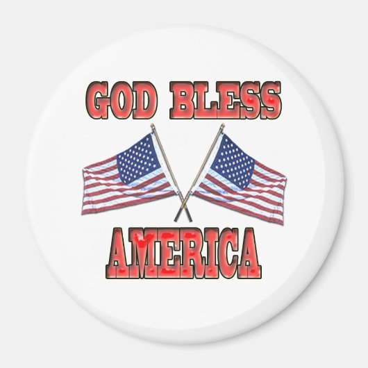 God Bless America Crossed Flags Magnet (Voorkant)