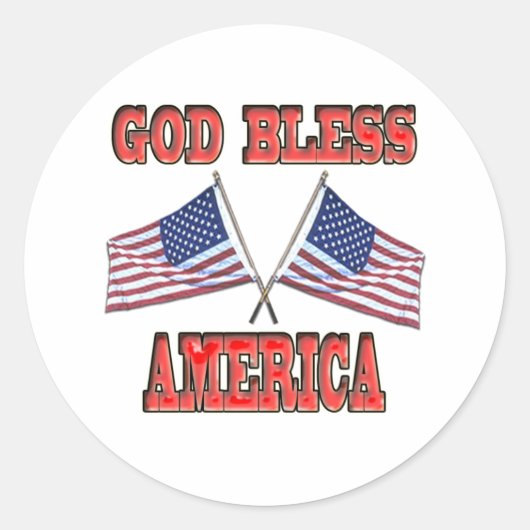 God Bless America Crossed Flags Sticker (Voorkant)