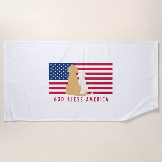 God Bless America Dog Bath Towel Strandlaken (Voorkant)