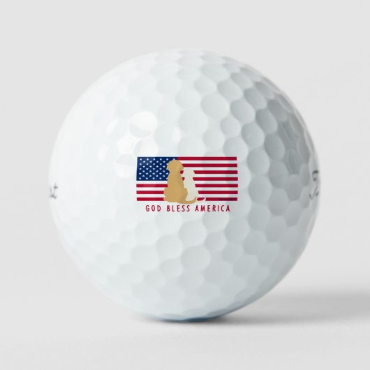God Bless America Dog Golf Balls set Golfballen (Voorkant)