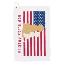 God Bless America Dog Golf Towel