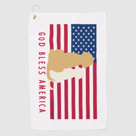 God Bless America Dog Golf Towel Golfhanddoek (Voorkant)
