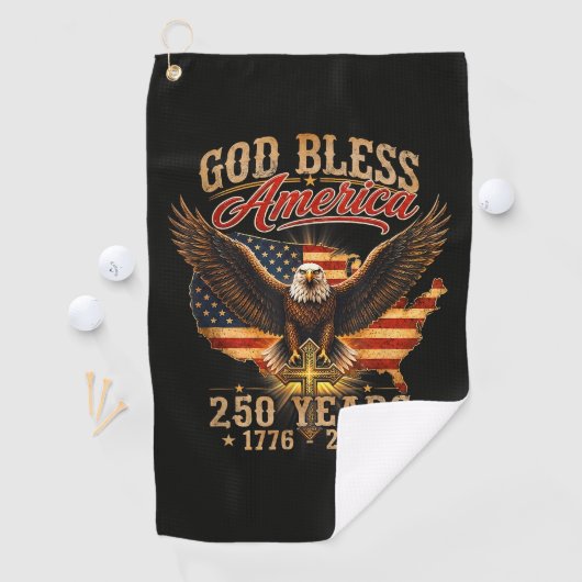 God Bless America Eagle 250 Jaar 1776 2026 Golfhanddoek (Insitu)