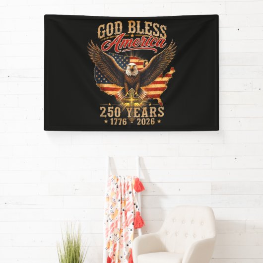 God Bless America Eagle 250 Jaar 1776 2026 Spandoek (Insitu)