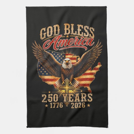 God Bless America Eagle 250 Jaar 1776 2026 Theedoek (Verticaal)