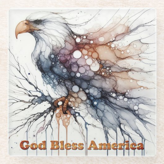 God Bless America Eagle Glazen Onderzetter (Voorkant)