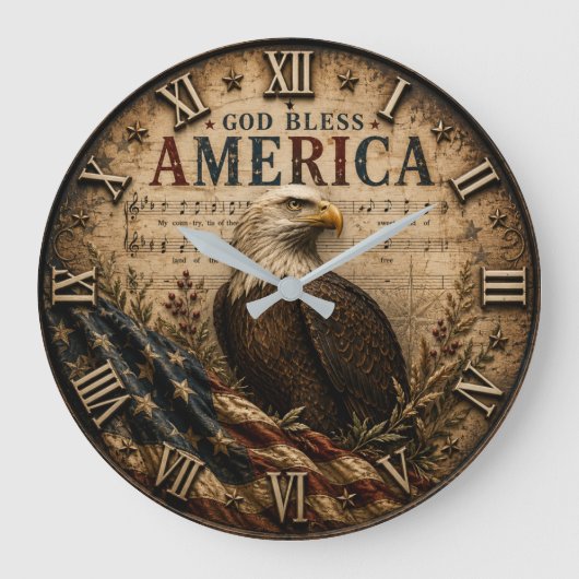God Bless America Eagle Grote Klok (Voorkant)