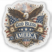 God Bless America Eagle Sticker VS Vlag 4 juli (Voorkant)