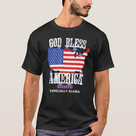 God Bless America Especially Alaska Awesome US Sta T-shirt (Voorkant)