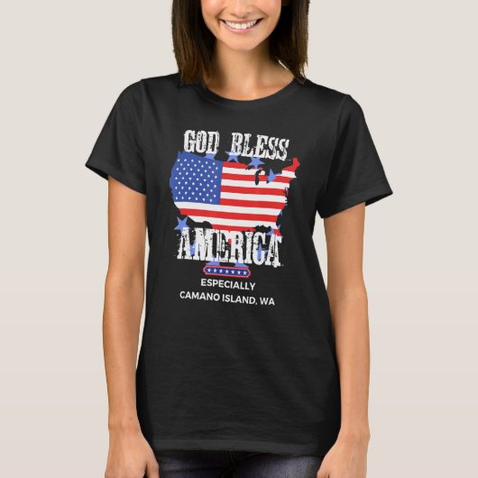 God Bless America Especially Camano Island WA US S T-shirt (Voorkant)