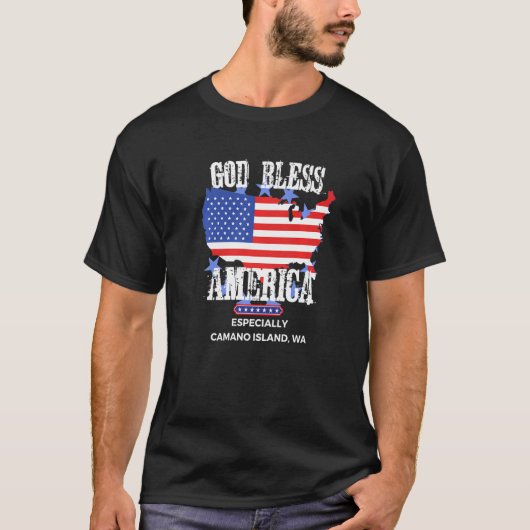 God Bless America Especially Camano Island WA US S T-shirt (Voorkant)
