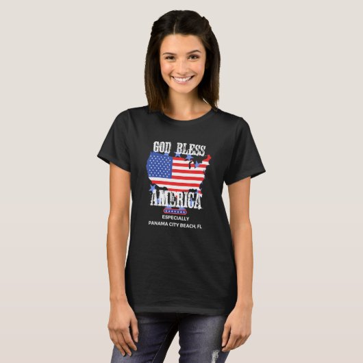 God Bless America Especially Panama City-Beach FL  T-shirt (Voorkant volledig)