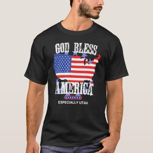 God Bless America Especially Utah Awesome US State T-shirt (Voorkant)