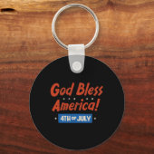 God Bless America Fijne 4e Juli Patriottisch Veren Sleutelhanger (Voorkant)