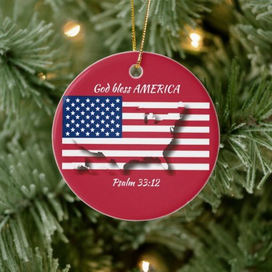 GOD BLESS AMERICA Flag aangepaste scripts RED Keramisch Ornament (Boom)