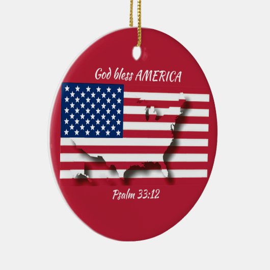 GOD BLESS AMERICA Flag aangepaste scripts RED Keramisch Ornament (Rechts)