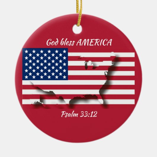 GOD BLESS AMERICA Flag aangepaste scripts RED Keramisch Ornament (Voorkant)