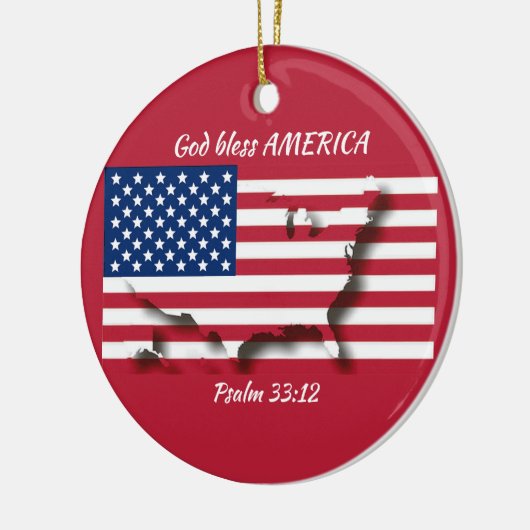 GOD BLESS AMERICA Flag aangepaste scripts RED Keramisch Ornament (Links)