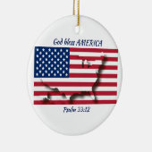 GOD BLESS AMERICA Flag Custom Scripting WHITE Keramisch Ornament (Rechts)