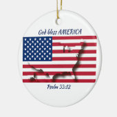 GOD BLESS AMERICA Flag Custom Scripting WHITE Keramisch Ornament (Links)