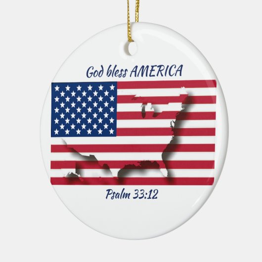 GOD BLESS AMERICA Flag Custom Scripting WHITE Keramisch Ornament (Links)