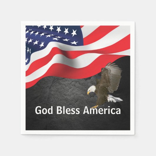 God Bless America Flag en Eagle Servet (Voorkant)