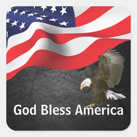 God Bless America Flag en Eagle Vierkante Sticker (Voorkant)