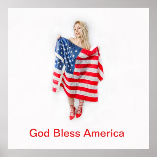  God Bless America Flag Girl Poster (Voorkant)