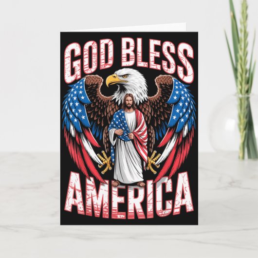 God Bless America Flag Jesus Christian Eagle Patri Kaart (Voorkant)