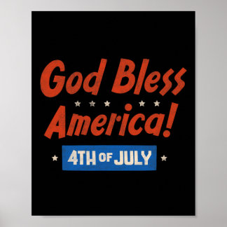 God Bless America Gelukkig 4 juli Patriottisch Ver Poster