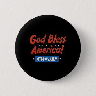God Bless America Gelukkig 4 juli Patriottisch Ver Ronde Button 5,7 Cm