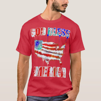 God Bless America Graffiti style American Art  T-shirt