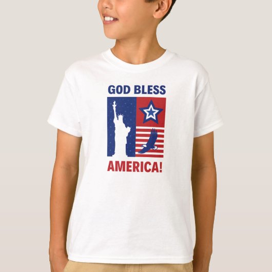 God Bless America" Half-Sleeve T-shirt met ronde h (Voorkant)