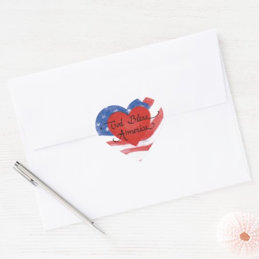God Bless America Heart Stickers (Envelop)