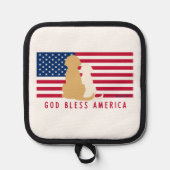 God Bless America Honden Amerikaanse Vlag Pot Houd Pannenlap (Voorkant)
