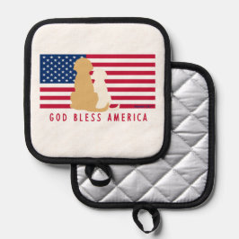 God Bless America Honden Amerikaanse Vlag Pot Houd Pannenlap
