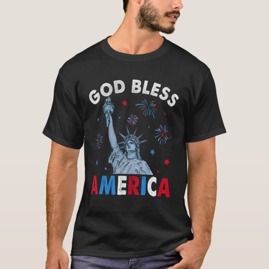God Bless America July 4th Independence Day USA Me T-shirt (Voorkant)