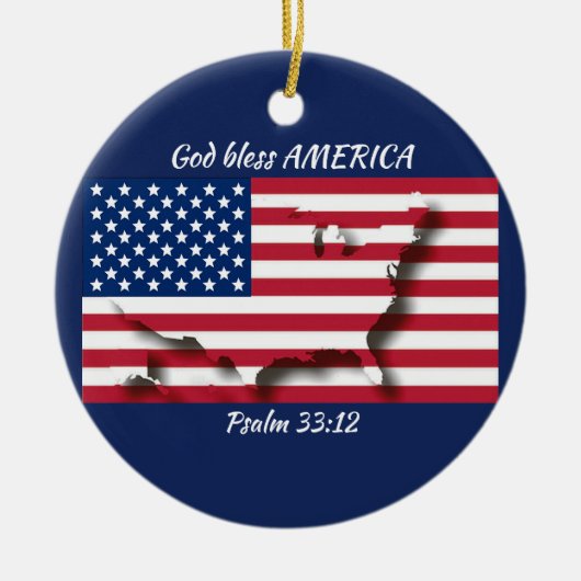 GOD BLESS AMERICA KERAMISCH ORNAMENT (Voorkant)