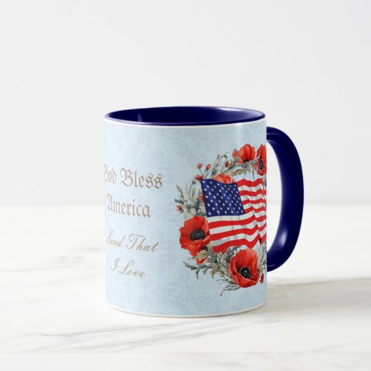 God Bless America Koffie Mok Vlag Papaver (Voorkant rechts)
