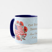 God Bless America Koffie Mok Vlag Papaver (Voorkant links)