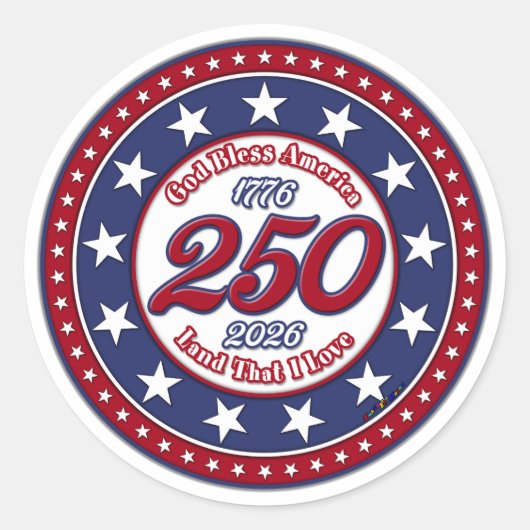 God Bless America Land Dat Ik Beminn Ronde Sticker (Voorkant)
