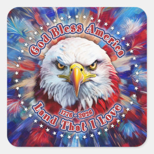 God Bless America Land Dat Ik Houd Van Rode Adelaa Vierkante Sticker