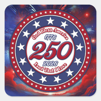 God Bless America Land dat ik liefheb grafisch vuu Vierkante Sticker