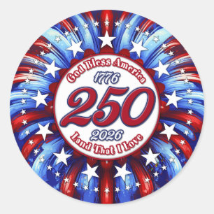 God Bless America Land dat ik liefheb Grafisch Wit Ronde Sticker