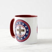 God Bless America Land dat ik liefheb Ruw Kruis Mok (Voorkant links)