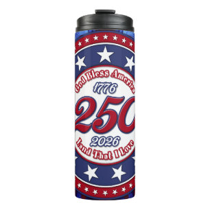 God Bless America Land That I Love Grafisch RWB Thermosbeker
