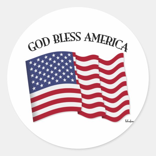GOD BLESS AMERICA met Amerikaanse vlag Ronde Sticker (Voorkant)